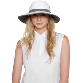 Coolibar UPF 50+ Men's Women's Matchplay Golf Hat - Sun Protective (XX-Large- White/Carbon)