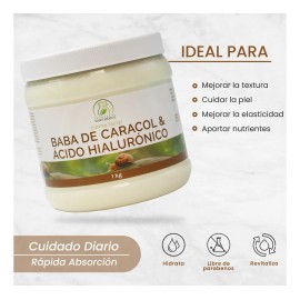 Crema Facial Baba de Caracol & Ácido Hialurónico 1 Kg Antiedad