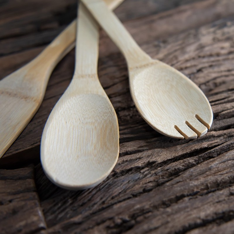 3 Piece Bamboo Wooden Kitchen Utensils Tools Set Spatula Fork