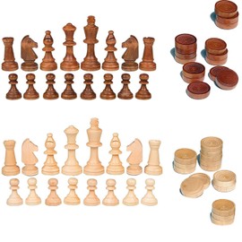 PsyKim Wood Chess Pieces Only without Board 3.5 inches King's Height Complete of 32 Chess Pieces for Adult