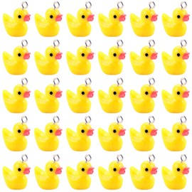 Niuhong Pack of 30 Duck Charms Pendants Small Yellow Duck Pendant Cute Resin Charm Jewellery Making Miniature Duck for Bracelet Necklaces Key Chain DIY Crafts Jewellery, Resin, No Gemstone
