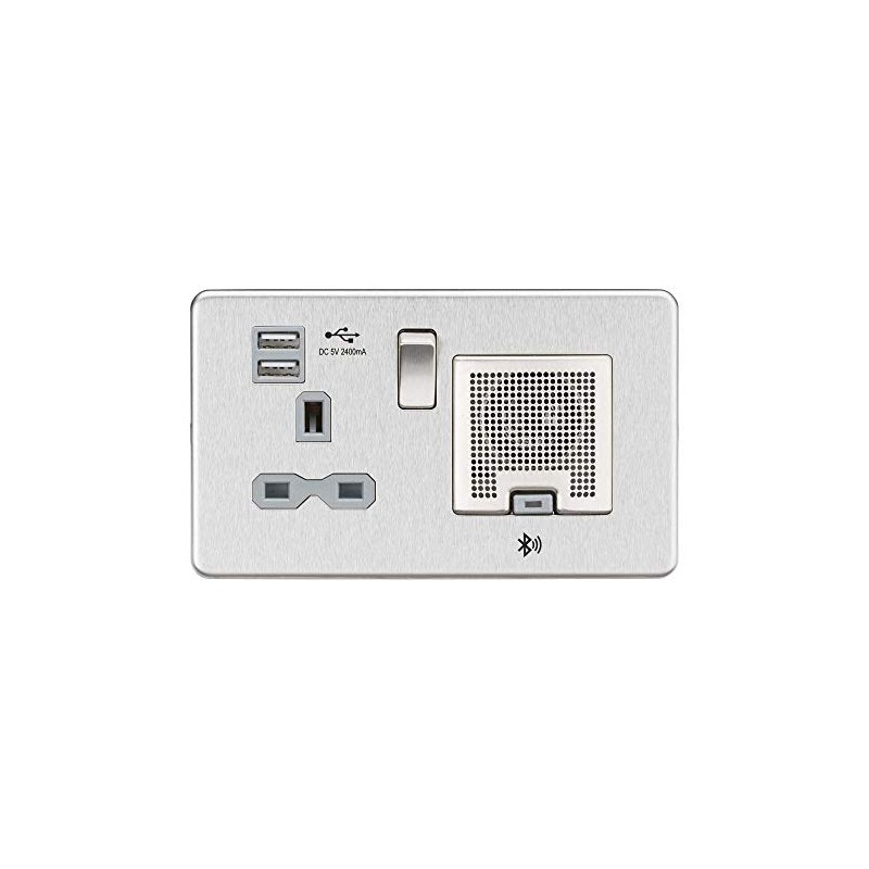 Knightsbridge SFR9905BCG Screwless Socket with 2.4 A USB Chargers and