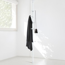 Sempicad Coat Rack Freestanding, 56 to 125 inch Adjustable Tension Rod Coat Tree with 12 Hooks for Hanging Coat, Jacket, Hat, Scarf, Suitable for Living Room, Balcony, Kitchen White…
