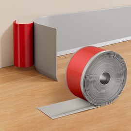 INMOZATA Vinyl Baseboard Molding 4 Inch Peel and Stick, 40Ft Flexible Baseboard Molding Trim Wall Base Floor Decoration Molding Trim for Kitchen Garage Home Office (Gray)