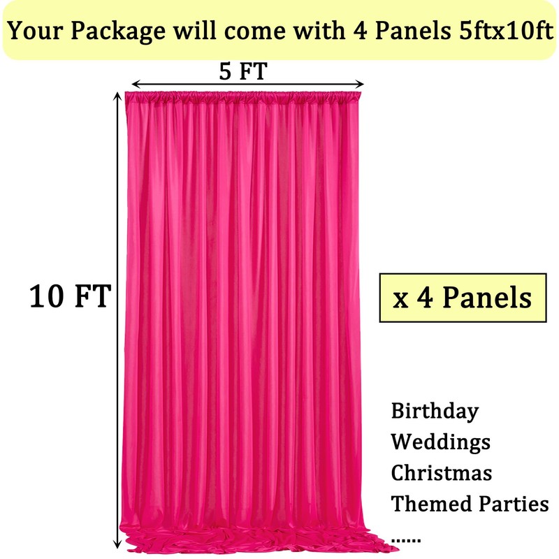 20ftx10ft Wrinkle Free Fuchsia Backdrop Curtains for Parties, Thick Polyester