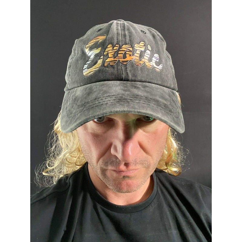 Rubber Johnnies EXOTIC BASEBALL CAP with blond hair attached, Tiger