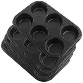 MOUYAT 4 PCS Non Stick 6 Cup Muffin Trays, Black Mince Pie Baking Tray, Easy Release Deep Muffin Tray with Smooth Edges for Baking Pastries, Cupcakes, Bun, 26.5 x 18 x 3cm