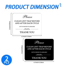 Airbnb Signs,Magnetic Please Clean Lint Trap Sign,Airbnb Essentials for Hosts,Laundry Room Sign for Guests (2 Packs Black+White,3.5 * 4.75inch)