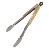 SD-TG12 Outdoor BBQ Tongs, Wood Grip, Stainless Steel, Stopper, 13.8