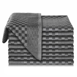 Vaily Premium Tea Towels Pack of 10 - Dry Towels Made of 100% Cotton Super Absorbent - Oeko-Tex Certified - 70 x 45 cm Black