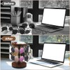 Kazheon 360° Rotating Sunglasses Organizer with Wood Tray and Base,Glasses