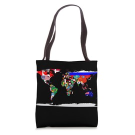 Map of the world and flags of the countries of the world Tee Tote Bag