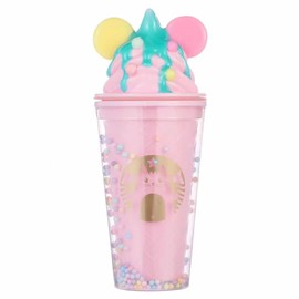 Bewaltz Ice Cream Cone Tumblers w/Straws 16oz BPA-Free Double-Wall Insulated To-Go Cup Drinkware for Summer Fun (Candy Dots - Strawberry)