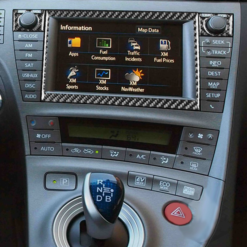 5pcs CD Radio Navigation Panel Trim Frame Carbon Fiber Sticker