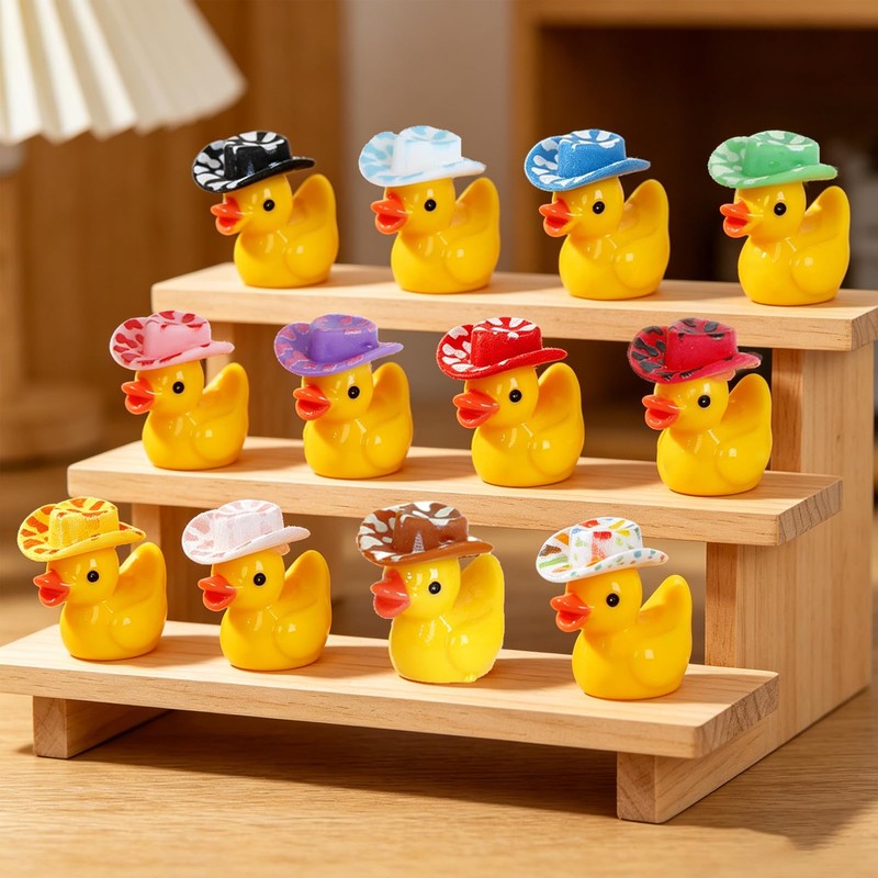 48pc Cowboy Ducks Mini 12 Styles Western Mini Resin Ducks