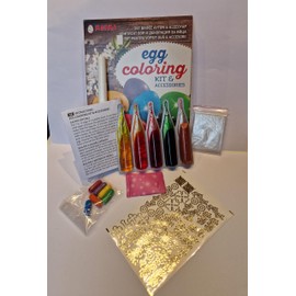 Metma Easter Egg Colouring kit and accessories 4 Coulors egg dye plus Pearl dye, 6 coulors capsules egg dye, crystals and pen