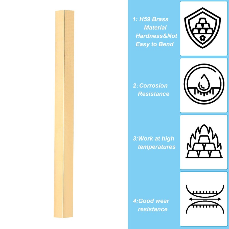 PATIKIL 2/5 x 2/5 x 6" H59 Brass Square Bar,