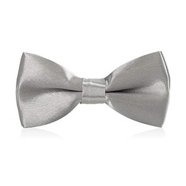 Monopa Boys Child Kids Bow ties - Adjustable Pre Tied Solid Color Wedding Party Bowties (Silver)