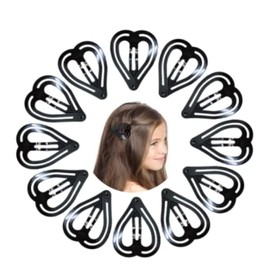 SBWC Heart Clip Heart Shaped Tic Tac Heart Shape Everyday Wear Hairpin/hair clips For School, Office & Ceremonies, Metal Hair Clip (Black) Pack of 12