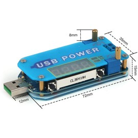 DollaTek 15 W USB Step Up Power Supply Module Boost Converter Speed Controller Potentiometer with LCD Display - Blue