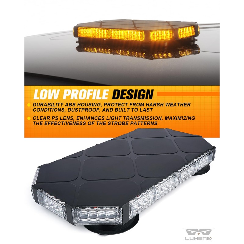 LUMENIX 56 LED Roof Top Strobe Beacon Lights Bar Rooftop