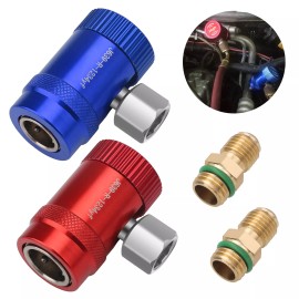 Wowpartspro R1234YF Quick Coupler Adapter for Car AC System, HP & LP Connector, 1/4" Flare