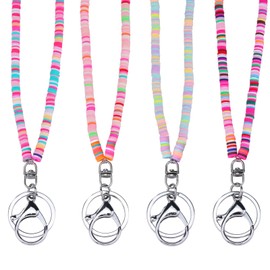 LEGENTLISUR Beaded Teacher Lanyard for ID Badges and Keys Cute Clay Boho Lanyard for Women Cruise Ship Cards Nurse