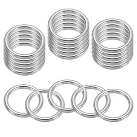 sourcing map M4x0.8" Seamless Metal O Ring, 304 Stainless Steel Smoothing Welded Solid Round Ring Buckle for Dog Collars Macrame Camping Belt Dog Leashes Luggage, Pack of 20