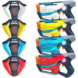 Laser Tag Set of 4, Laser Tag Gun with Vest for Teens and Adults Boys & Girls, Cool Teenage Lazer Group Activity, Birthday for Kids Ages 6 7 8 9 10 11 12+Year Old