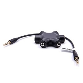 vhbw Audio Splitter 5-Way AUX Jack Splitter Black Compatible with Headphones, Boxes, Tablet