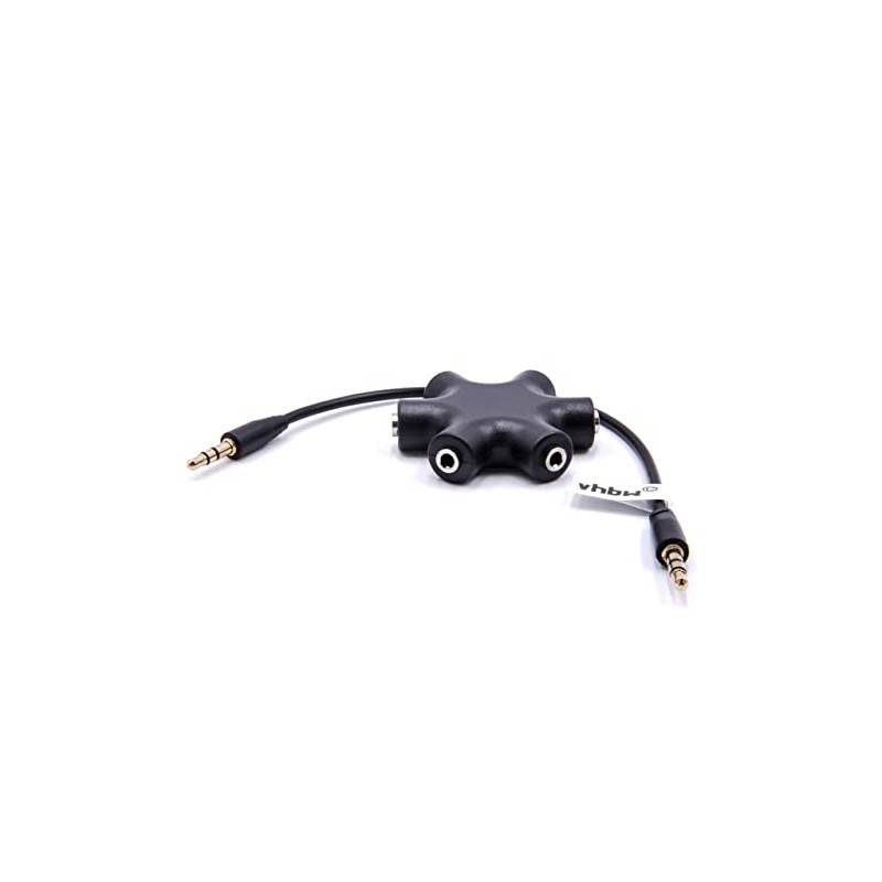 vhbw Audio Splitter 5-Way AUX Jack Splitter Black Compatible with