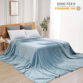 PHF Oversized King Fleece Blanket 120"x120", No Shed No Pilling Big Soft Blanket, Extra Large 10'x 10' Lightweight Blanket for Bed, Sofa Travel and Camping, Suitable for All Season, Dusty Blue