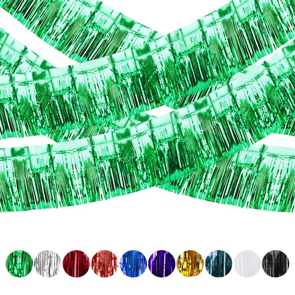 8 Pack Iridescent Float Fringe Curtains, Metallic Streamers Foil Fringe
