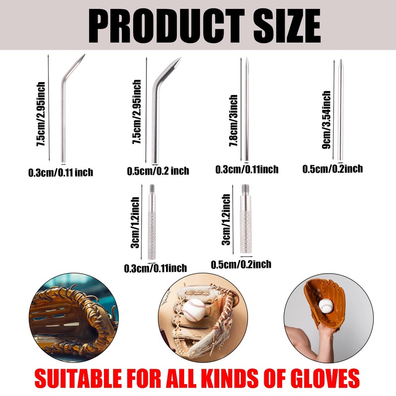 4pcs Baseball Glove Lacing Needle Kit, Durable Leather Lacing Needle
