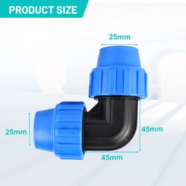 SWAWIS PP Fitting Screw Connection for PE Pipe 25 mm PE Pipe Fitting Angle 90° Plastic PP Coupling Blue Pack of 6
