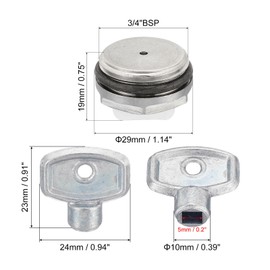 PATIKIL 3/4" BSP Male Thread Manual Radiator Air Vent Plug Valve Kit with Key, Nickel Plated Brass Plug for Radiator Heater, Silver White