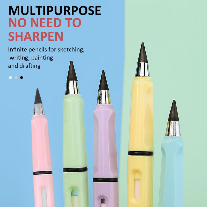 5 Pieces Inkless Pencils and 10 Pieces Replacement Pen Tips,