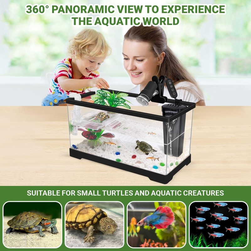 GOZILLA Aquatic Turtle Tank Kit+Lamp+Filter, Upgrade PC Turtle Tank Starter