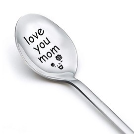 I Love You Gifts for Mom Mother Engraved Soup Tea Spoon Gifts for Mom Mothers Day Gifts from Daughter Son Mom Mother Day Birthday Gifts Tea Gifts for Tea Lovers Women Mom Coffee Spoons Gift