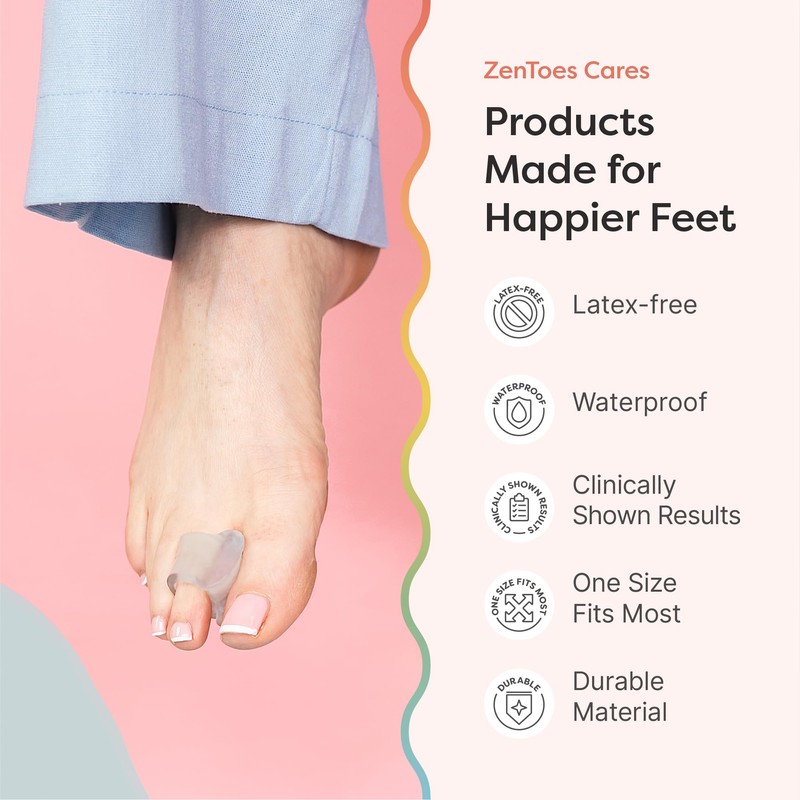 ZenToes Firm Gel Toe Separators for Overlapping Toes, Bunions, Big