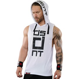 Lingt Chic Men's Sports Fitness Vest for Outdoor Running and Training, Sleeveless Hooded Loose Fit Tank Top