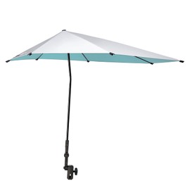 Prospo Adjustable Beach Umbrella with Universal Clamp, Portable UPF 50+ UV Protection Umbrella for Chair, Wheelchair, Golf Cart, Stroller, Bleacher, Patio