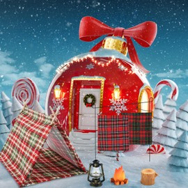 Pack of 6 Gnome Accessories, Christmas Elves Accessories, Doll Accessories, Christmas Elves, Gnome Accessories, Christmas, Sleeping Bag, Miniature Tent, Mini Oil Lamp, Mini Firewood Pile, Mini Tree