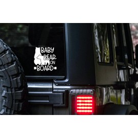 Baby Bear on Board Vinyl Car Decal, 6" x 5.6", Color Options
