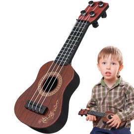 BESPORTBLE Plastic Ukulele Toy for Kids - Miniature Musical Instrument for Kids Educational Toy Guitar (Dark Brown)