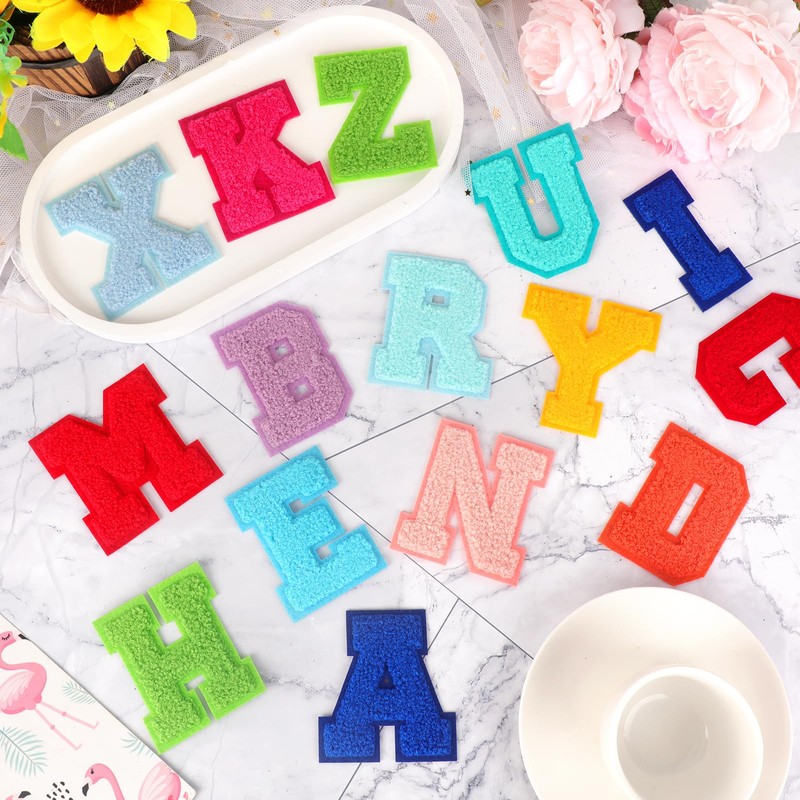 MWOOT 26PCS Chenille Iron on Letter A-Z Patches, Embroidered Applique