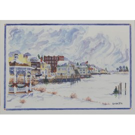 Onion Hill Designs Frosty waters on 5-Mile River, Nautical Christmas Cards, Box of 10