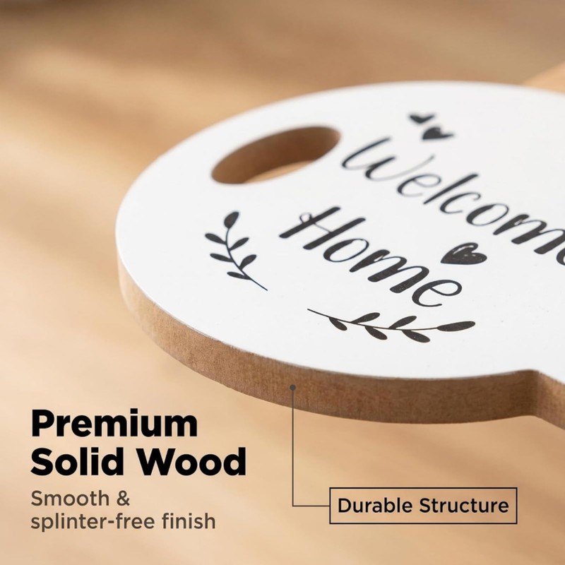 Yoowan Key Holder for Wall,4 Hook Welcome Home Wooden Key
