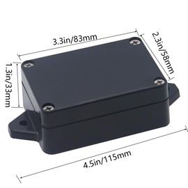 Otdorpatio Junction Box IP65 Waterproof ABS Plastic Electrical Project Case Power Junction Boxes, Project Box with Fixed Ear Black 3.3 x 2.3 x 1.3Inch (83 x 58 x 33mm)