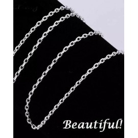 Fashion Jewelry 925 sterling SILVER 20" NECKLACE large PENDANT WING CROSS ANGEL BLUE CRYSTAL